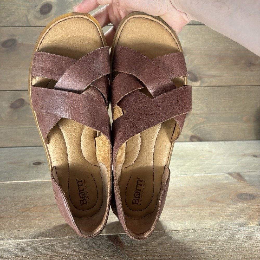 born ithica womens size 10 shoes brown leather slip on comfort sandals - Picture 7 of 9